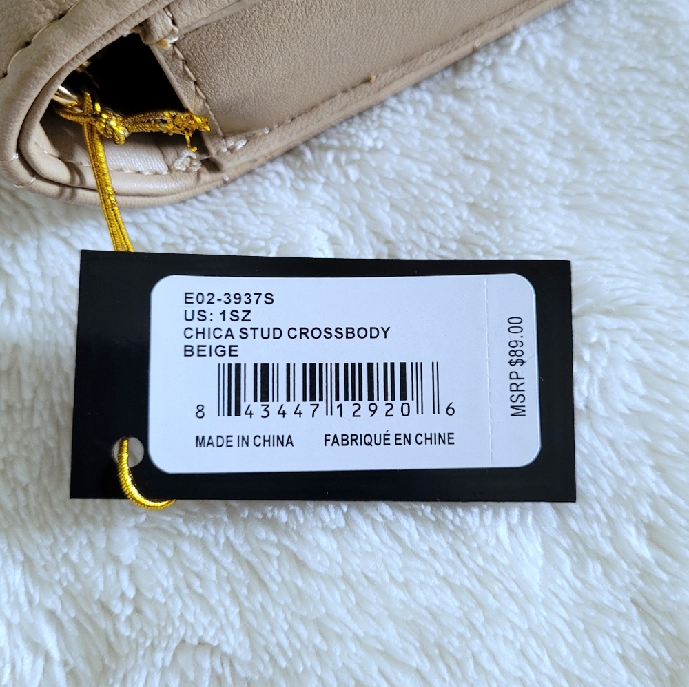 bebe Chica👩 Stud Crossbody Bag in Beige - NWT - Picture 16 of 16